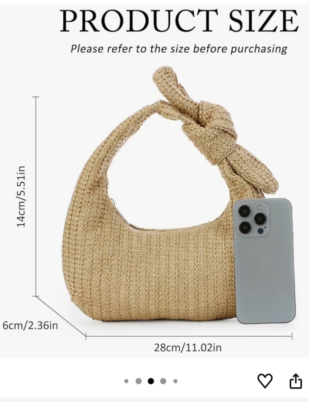 Knotted Straw Clutch Purses for Women, Summer Beach Bag, Dumpling Evening - Picture 4 of 8